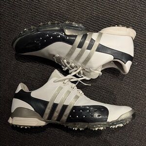 Adidas Powerband 3.0 Golf Shoe  White, Navy and Silver men’s 14